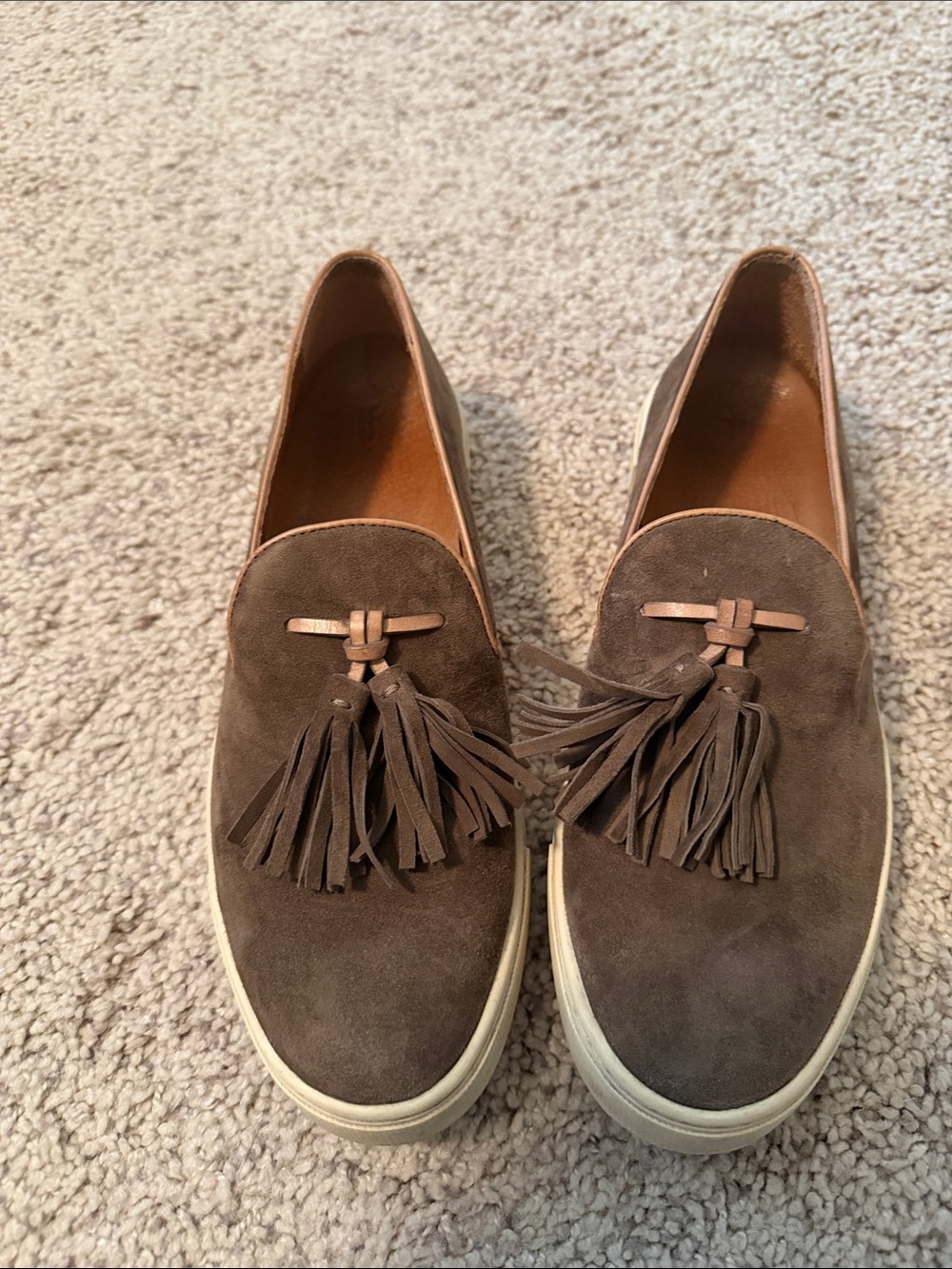 Frye Brown Suede Tassel Slip-On Loafers